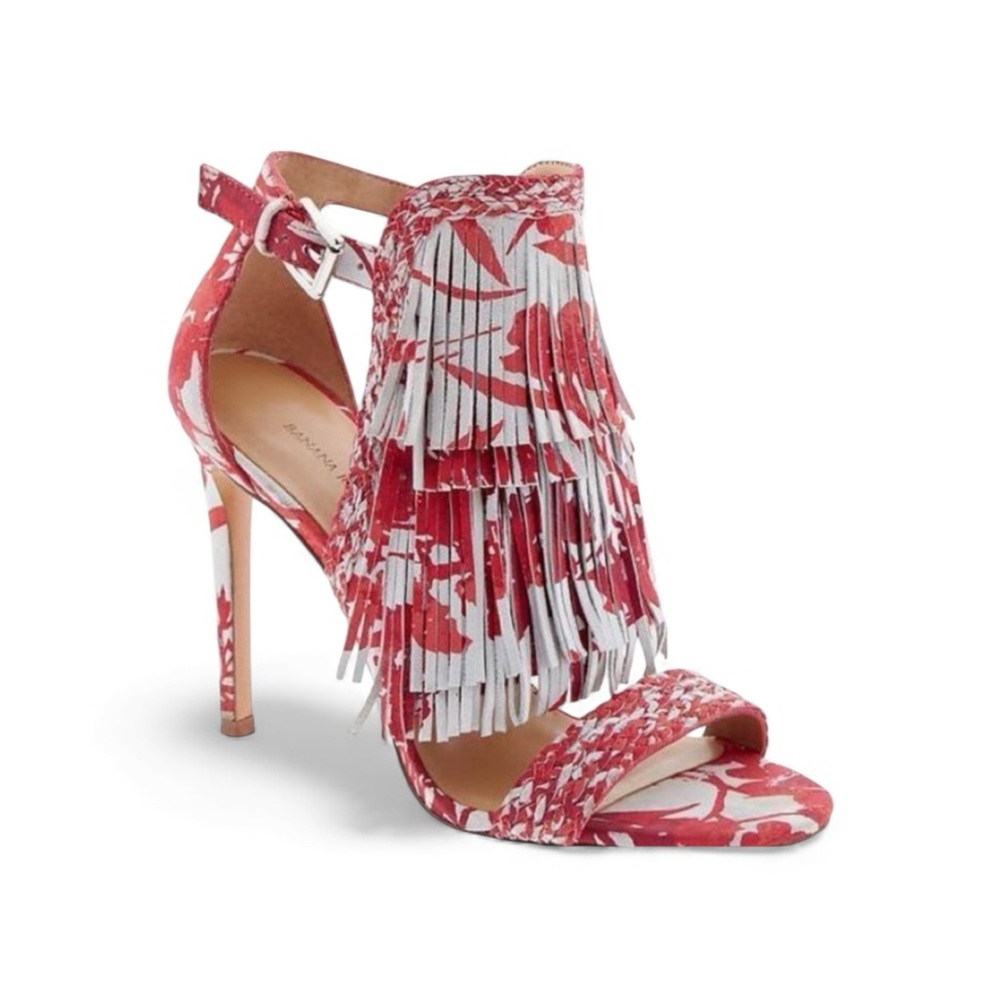 Banana Republic Bryce Fringe Suede Heeled Sandals Size 7